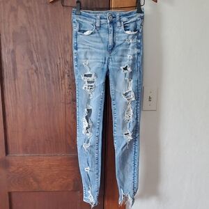 American Eagle Outfitters Blue Skinny Jeans Distressed